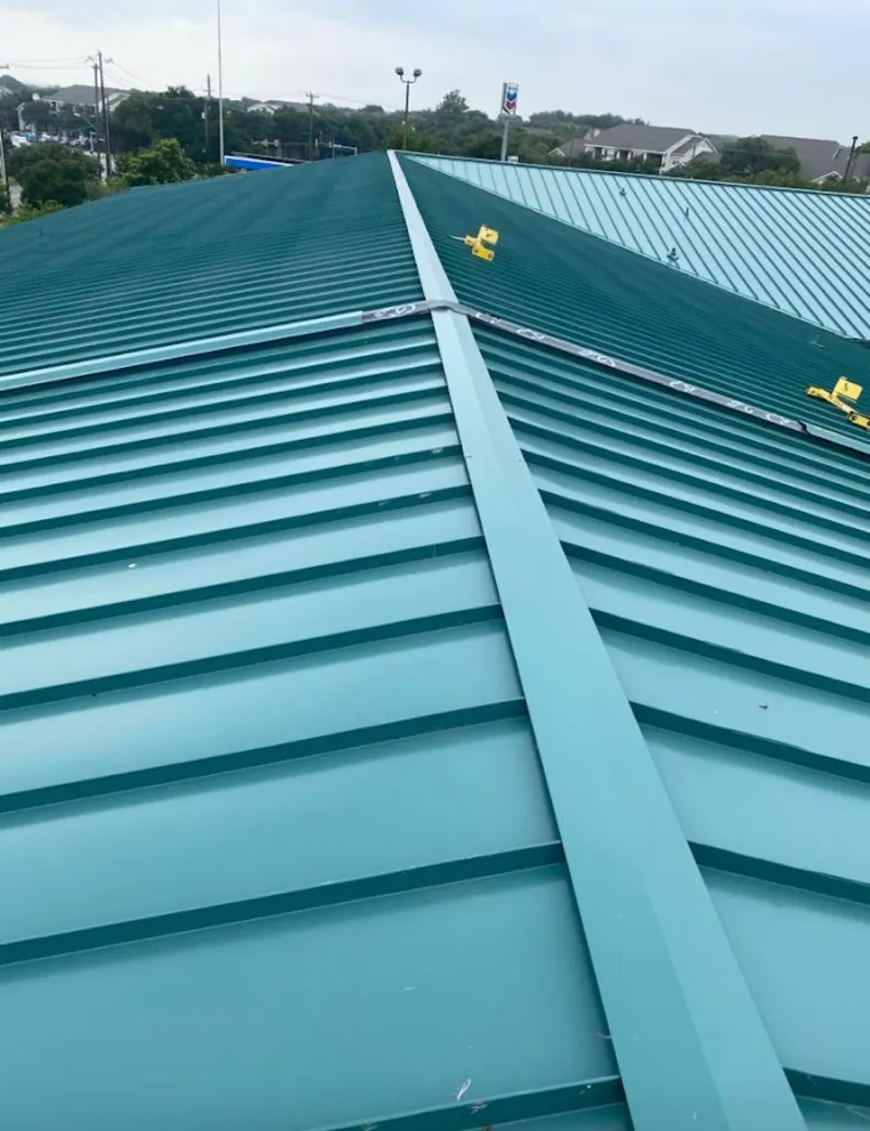 Green commercial metal roof ridge and valley for Metal Roof Repair in Federal Way